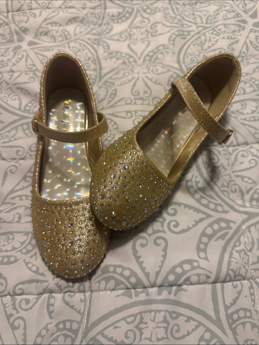 Girls' Gold Glitter Mary Janes - Kids Shoes